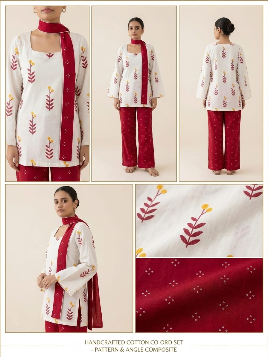 WHITE RED VIRAL KURTI SET