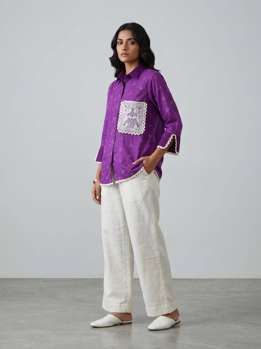 PURPLE BANDAGE WITH HAND PAINTED POCKET CORDSET