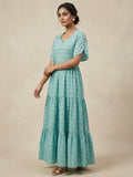 TURQUOISE TIERED DRESS