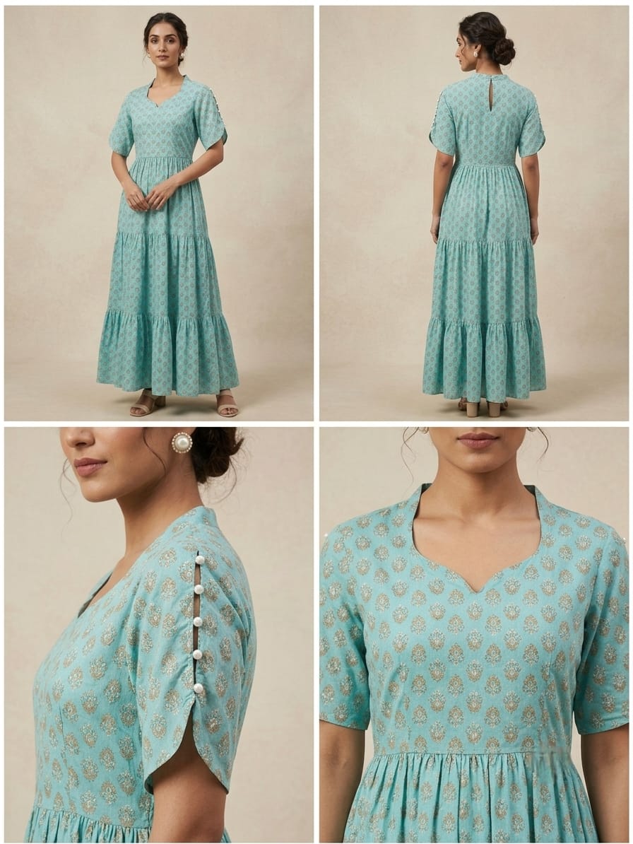 TURQUOISE TIERED DRESS