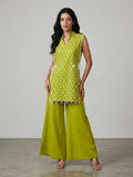 GREEN BLOCK PRINT KURTI SET