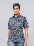 NAVY INDIGO FLORAL SHIRT