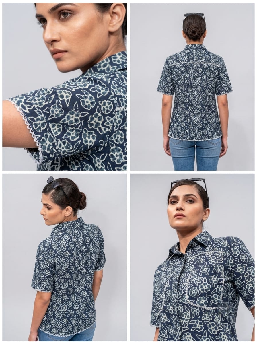 NAVY INDIGO FLORAL SHIRT